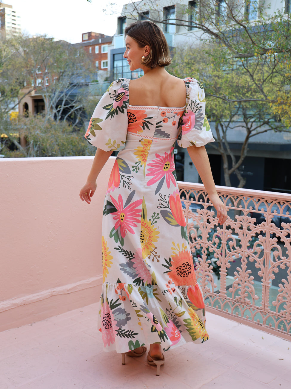 Delilah - Abito Maxi con Maniche a Palloncino